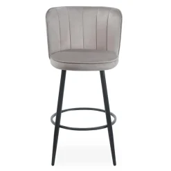 Lot de 2 chaises de bar au dossier incurvé Philippa Velours Taupe grisé