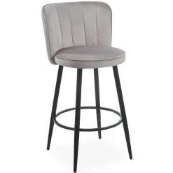 Lot de 2 chaises de bar au dossier incurvé Philippa Velours Taupe grisé