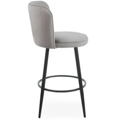 Lot de 2 chaises de bar au dossier incurvé Philippa Velours Taupe grisé