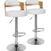 Lot de 2 chaises de bar Chêne Clair & Simili Blanc CAPRI