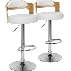 Lot de 2 chaises de bar Chêne Clair & Simili Blanc CAPRI