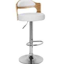 Lot de 2 chaises de bar Chêne Clair & Simili Blanc CAPRI