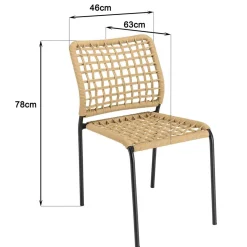 Lot de 2 chaises de jardin en cordage tressé beige VIANNEY