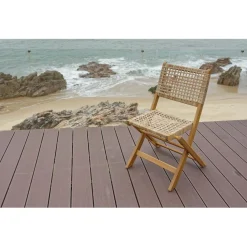 Lot de 2 chaises de jardin en acacia massif et corde