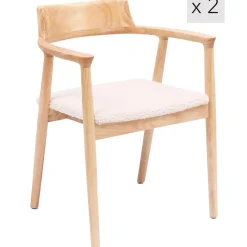 Lot de 2 Chaises de Salle a Manger Scandinave en Bois Massif CORDOBA - Blanc