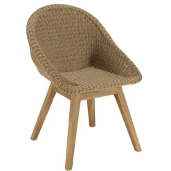 Lot de 2 chaises jardin rotin synthé. avec coussin pieds évasés KALLY