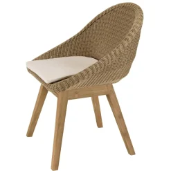 Lot de 2 chaises jardin rotin synthé. avec coussin pieds évasés KALLY