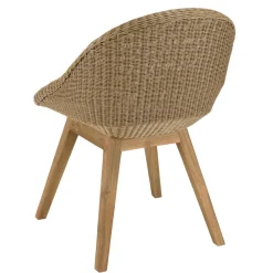 Lot de 2 chaises jardin rotin synthé. avec coussin pieds évasés KALLY