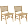 Lot de 2 chaises jardin teck naturel rotin synthétique beige VALERIA