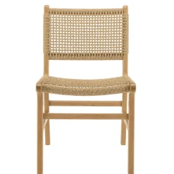 Lot de 2 chaises jardin teck naturel rotin synthétique beige VALERIA