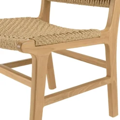 Lot de 2 chaises jardin teck naturel rotin synthétique beige VALERIA