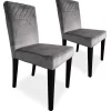 Lot De 2 Chaises Matelassées MALO Velours Argent