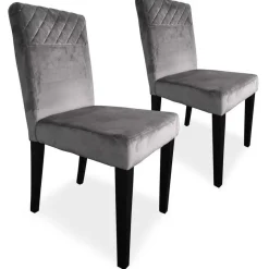 Lot De 2 Chaises Matelassées MALO Velours Argent