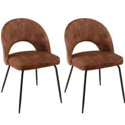 Lot de 2 chaises velours acajou