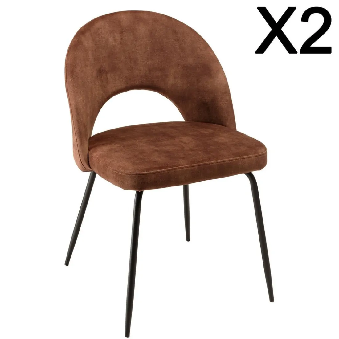 Lot de 2 chaises velours acajou