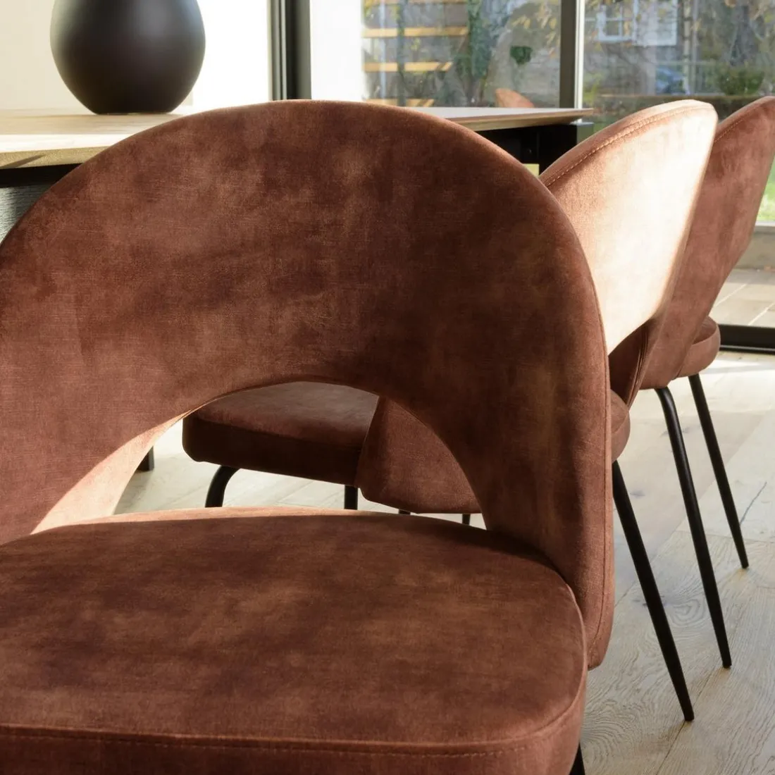 Lot de 2 chaises velours acajou