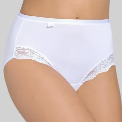 Lot de 4 culottes hautes - Blanc sloggi Romance Maxi 4SP/FR WHITE en coton