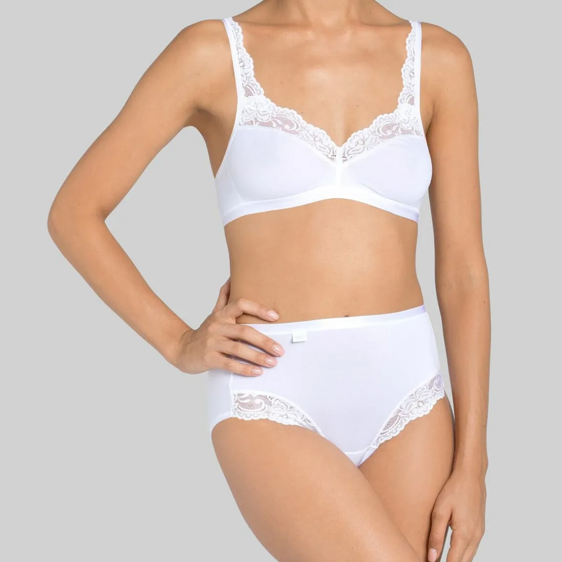Lot de 4 culottes hautes - Blanc sloggi Romance Maxi 4SP/FR WHITE en coton