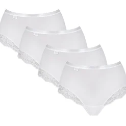 Lot de 4 culottes hautes - Blanc sloggi Romance Maxi 4SP/FR WHITE en coton