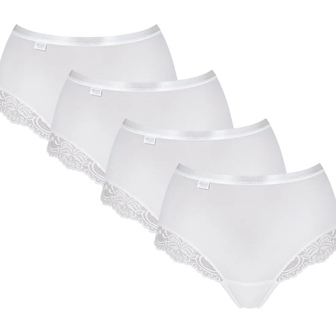 Lot de 4 culottes hautes - Blanc sloggi Romance Maxi 4SP/FR WHITE en coton