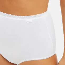 Lot de 2 culottes taille haute en coton biologique blanc