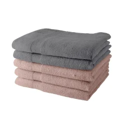 Lot de 5 Draps de Bain 70x130 cm 100% Coton - 3 roses des sables + 2 acier