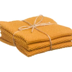 Lot de 3 essuie-mains tricotés Izan recyclés Tournesol 25 x 25