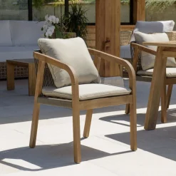 Lot de 2 fauteuils acacia vert sapin coussins CELESTIN
