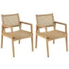 Lot de 2 fauteuils jardin teck naturel rotin synthétique beige VALERIA