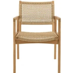 Lot de 2 fauteuils jardin teck naturel rotin synthétique beige VALERIA