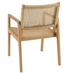 Lot de 2 fauteuils jardin teck naturel rotin synthétique beige VALERIA