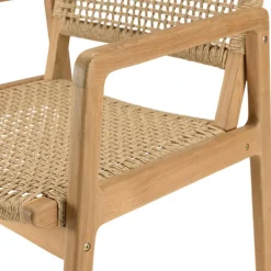 Lot de 2 fauteuils jardin teck naturel rotin synthétique beige VALERIA