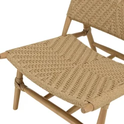 Lot de 2 fauteuils lounge jardin teck rotin synthétique relief VALERIA