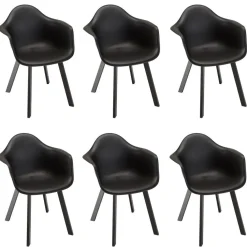 Lot de 6 fauteuils noirs dossier arrondi MALO