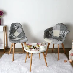 Lot de 2 Fauteuils Patchwork Gris