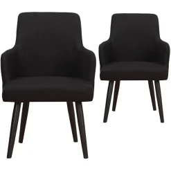 Lot de 2 Fauteuils Tissu Noir LUDVIG