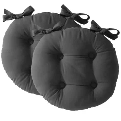 Lot de 2 galettes ronde de chaise, gris anthracite