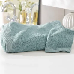 Lot de 2 gants de toilette CAROLINE 15x21 bleu céladon