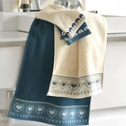 Lot de 2 gants de toilette RECIT D'HIVER 15x21 blanc ivoire
