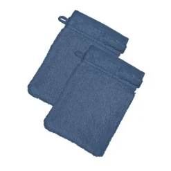 Lot de 2 gants de toilette COTON D'EGYPTE en coton violet indigo