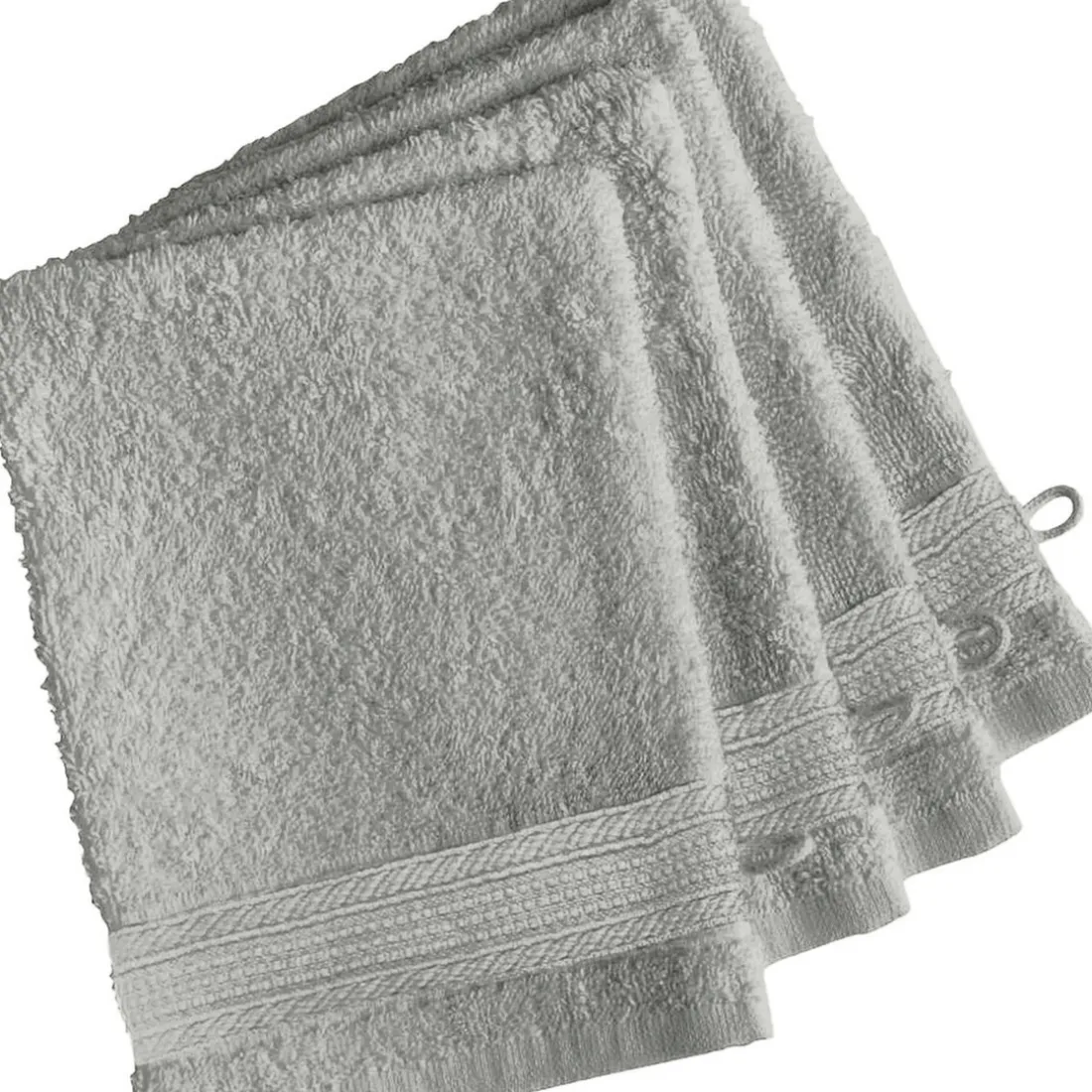 Lot de 4 Gants de Toilette en Coton 420 gm² TERTIO®- Gris Perle
