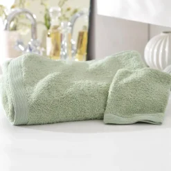 Lot de 2 gants de toilette CAROLINE 15x21 vert amande