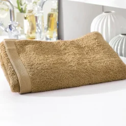 Lot de 2 gants de toilette CAROLINE 15x21 marron caramel