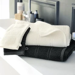 Lot de 2 gants de toilette coton velours éponge noirs ALICIASERV