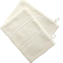 Lot de 2 gants de toilette coton velours éponge ivoire ALICIASERV