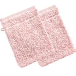 Lot de 2 gants de toilette en coton 420g/m² CLAIRE 15x20cm rose poudré