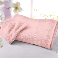 Lot de 2 gants de toilette en coton 420g/m² CLAIRE 15x20cm rose poudré