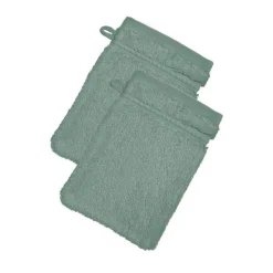 Lot de 2 gants de toilette COTON D'EGYPTE vert de gris en coton
