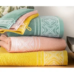 Lot de 2 gants de toilette en coton BYSANTINE rose
