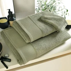 Lot de 2 gants de toilette épais BEESPONGE kaki